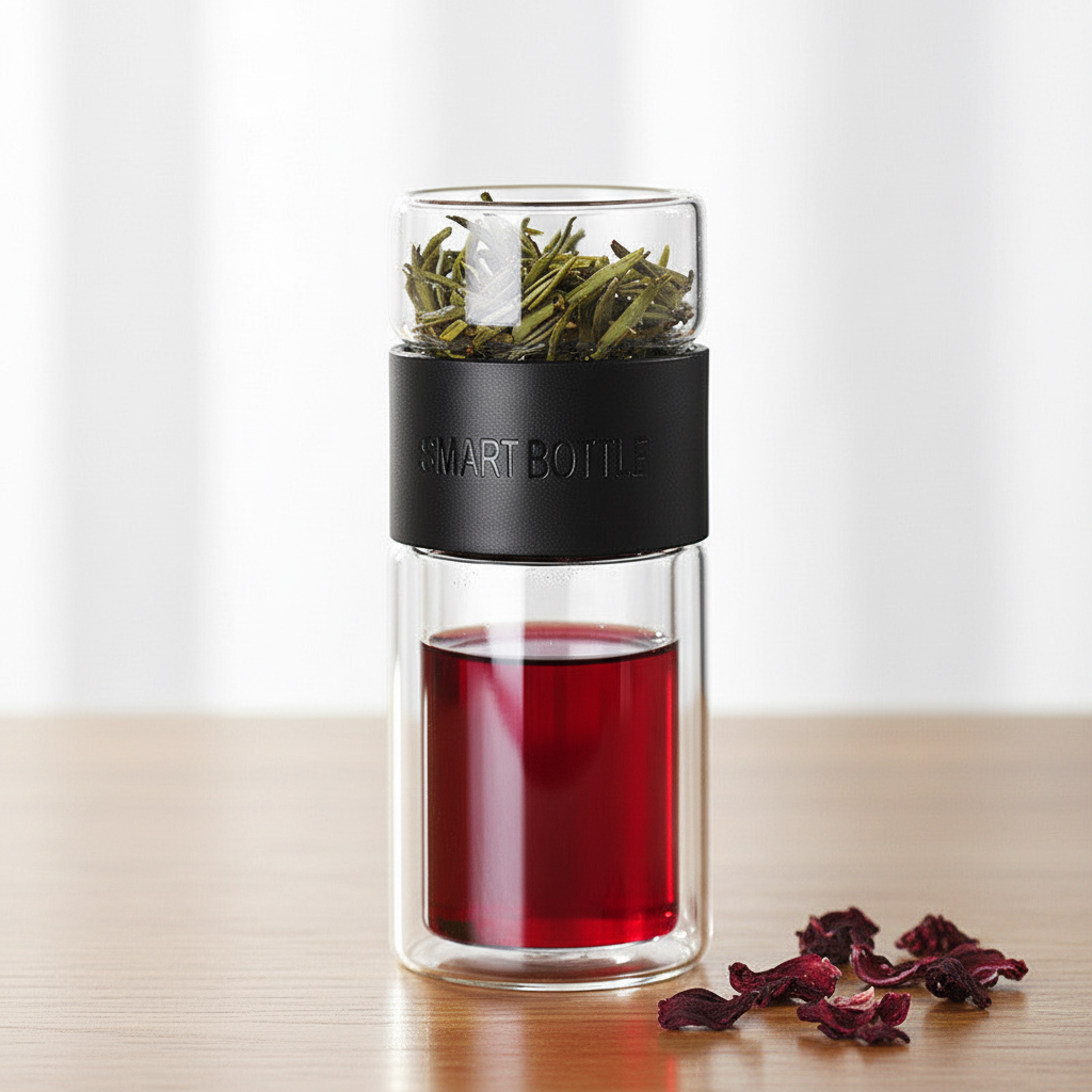 Double-Layer Glass Tea Cup with Water Separation